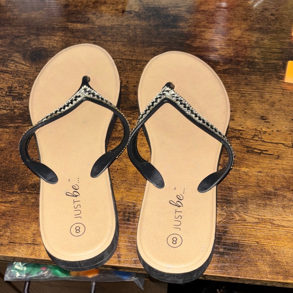 Just Be Black and Cream Women's Sandals